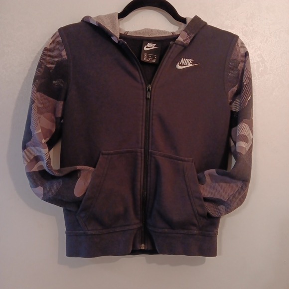 Nike Other - Nike Sportswear‎ Club Youth Full Zip Hoodie Sz M Black Camo